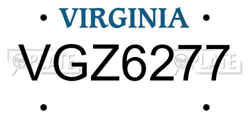 VGZ6277 Virginia License Plate
