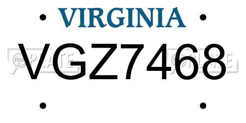 VGZ7468 Virginia License Plate