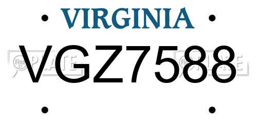 VGZ7588 Virginia License Plate