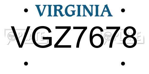 VGZ7678 Virginia License Plate