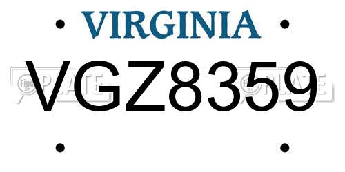 VGZ8359 Virginia License Plate