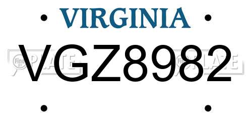 VGZ8982 Virginia License Plate