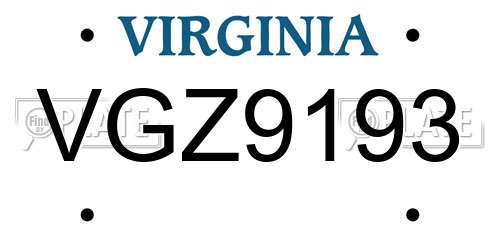 VGZ9193 Virginia License Plate