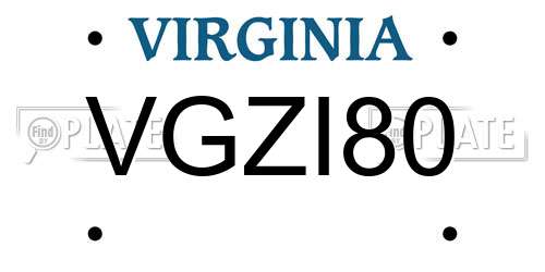 VGZI80 Virginia License Plate