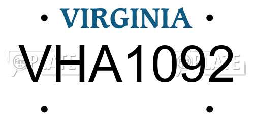 VHA1092 Virginia License Plate