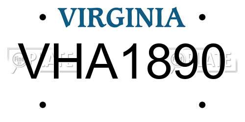 VHA1890 Virginia License Plate