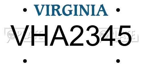 VHA2345 Virginia License Plate