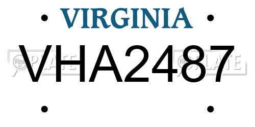 VHA2487 Virginia License Plate