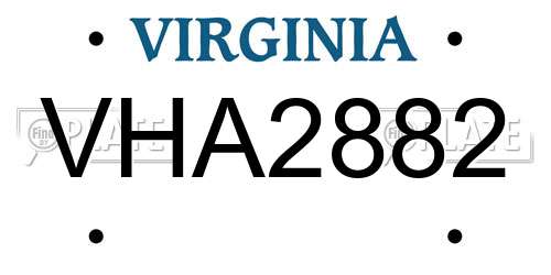 VHA2882 Virginia License Plate