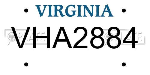 VHA2884 Virginia License Plate