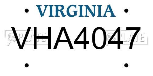 VHA4047 Virginia License Plate