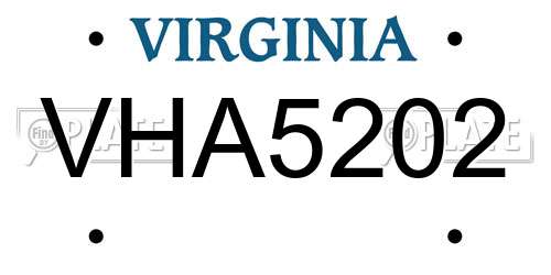 VHA5202 Virginia License Plate