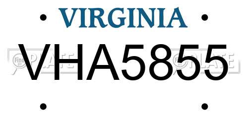 VHA5855 Virginia License Plate