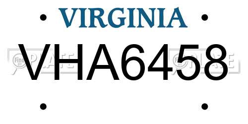 VHA6458 Virginia License Plate