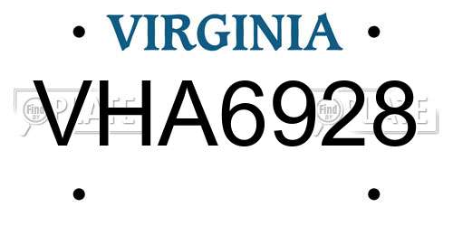 VHA6928 Virginia License Plate