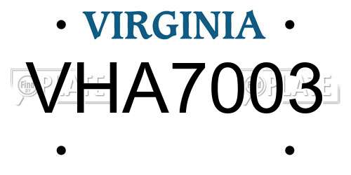VHA7003 Virginia License Plate