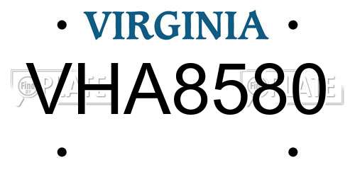 VHA8580 Virginia License Plate