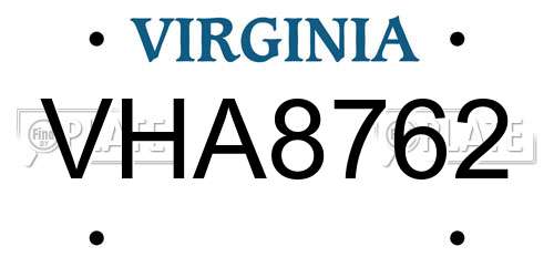 VHA8762 Virginia License Plate