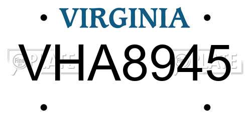 VHA8945 Virginia License Plate