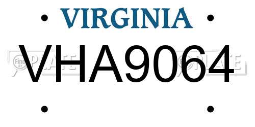 VHA9064 Virginia License Plate
