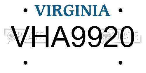 VHA9920 Virginia License Plate
