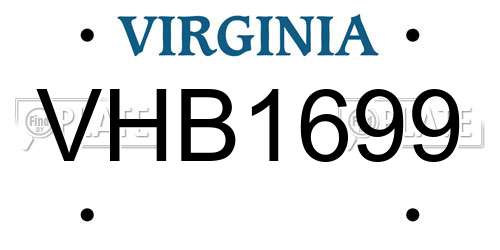 VHB1699 Virginia License Plate