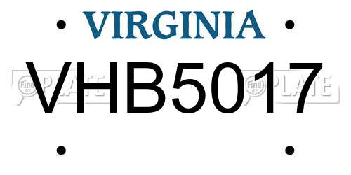 VHB5017 Virginia License Plate