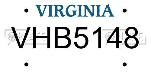 VHB5148 Virginia License Plate