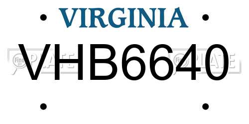 VHB6640 Virginia License Plate
