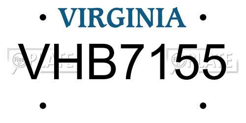 VHB7155 Virginia License Plate