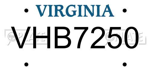 VHB7250 Virginia License Plate