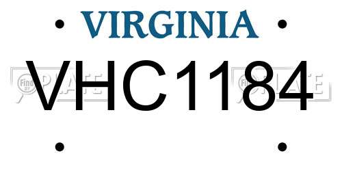 VHC1184 Virginia License Plate