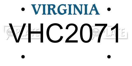 VHC2071 Virginia License Plate