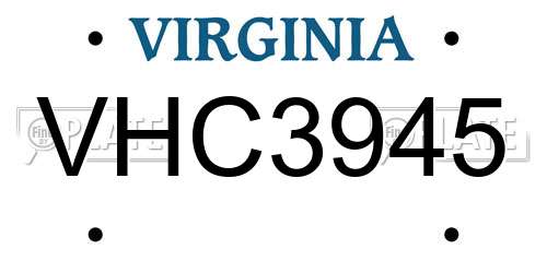 VHC3945 Virginia License Plate