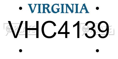 VHC4139 Virginia License Plate