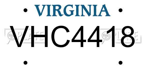 VHC4418 Virginia License Plate