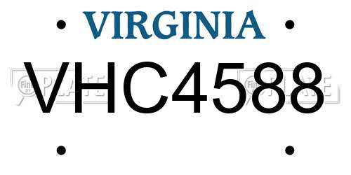 VHC4588 Virginia License Plate