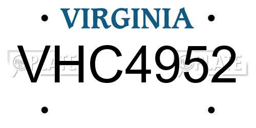 VHC4952 Virginia License Plate