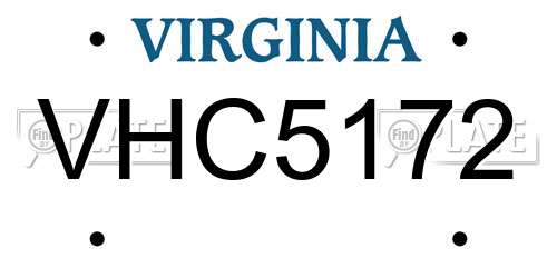 VHC5172 Virginia License Plate