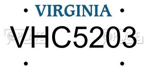 VHC5203 Virginia License Plate