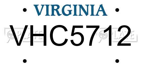 VHC5712 Virginia License Plate