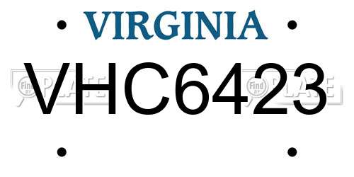 VHC6423 Virginia License Plate