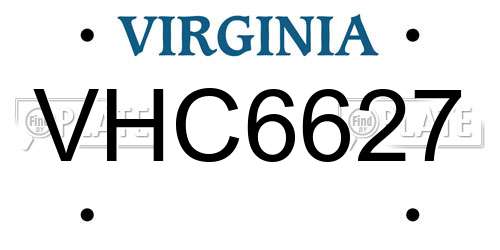 VHC6627 Virginia License Plate