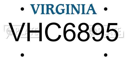 VHC6895 Virginia License Plate