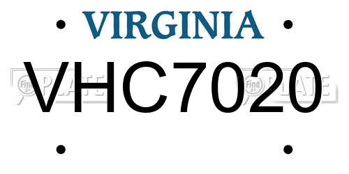 VHC7020 Virginia License Plate