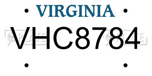 VHC8784 Virginia License Plate