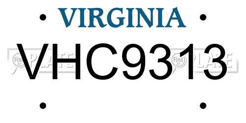 VHC9313 Virginia License Plate