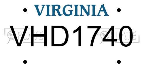 VHD1740 Virginia License Plate