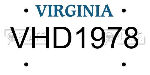 VHD1978 Virginia License Plate