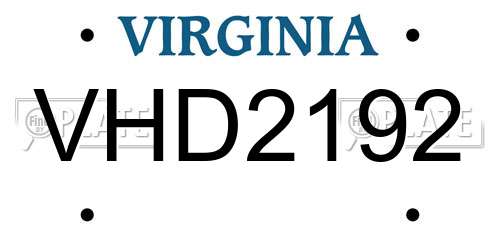 VHD2192 Virginia License Plate